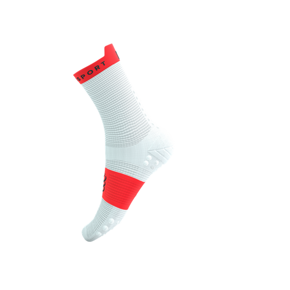 Skarpety COMPRESSPORT ProRacing Socks V4 Run High White/Fluo Red