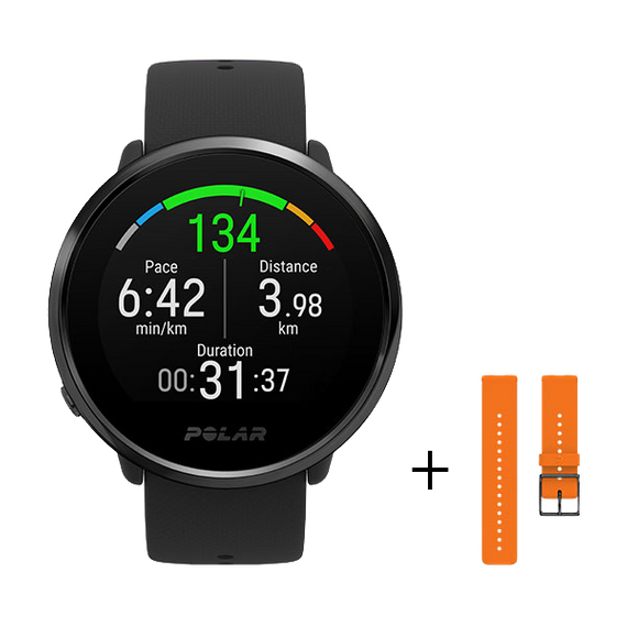 Zegarek fitness z GPS i pomiarem pulsu POLAR IGNITE czarny M/L + dodatkowy pomarańczowy pasek GRATIS