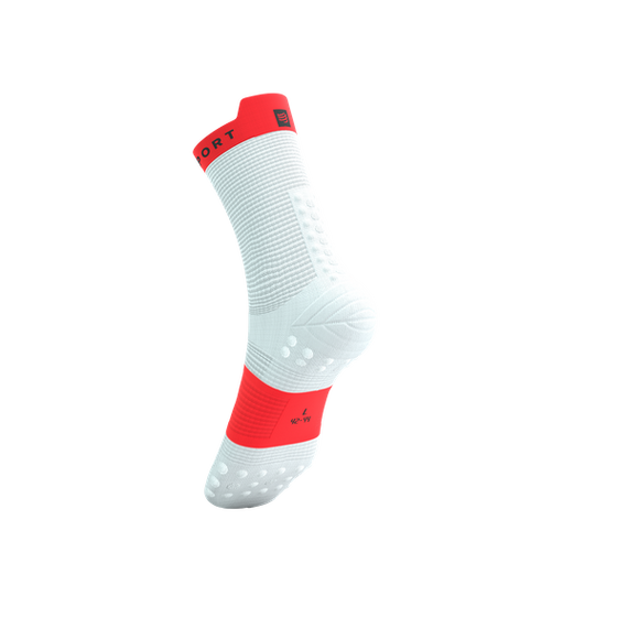 Skarpety COMPRESSPORT ProRacing Socks V4 Run High White/Fluo Red