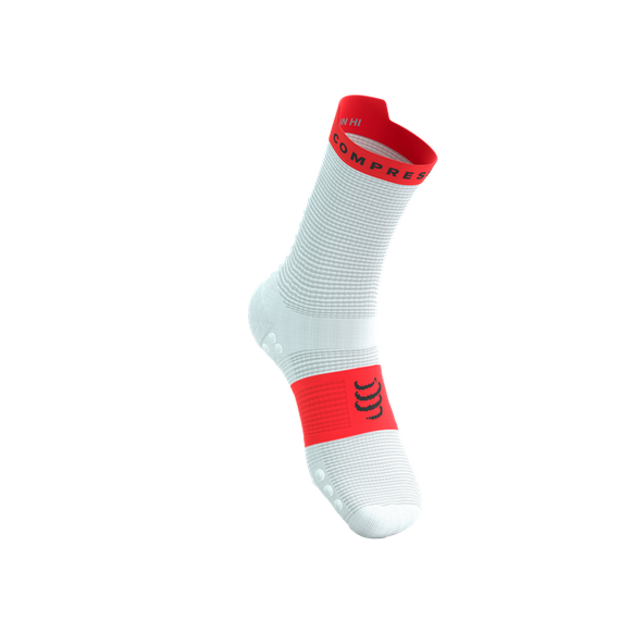 Skarpety COMPRESSPORT ProRacing Socks V4 Run High White/Fluo Red