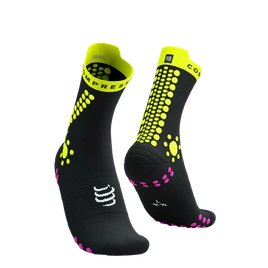 Skarpety COMPRESSPORT ProRacing Socks V4 TRAIL Black/Safe Yellow/Neo Pink