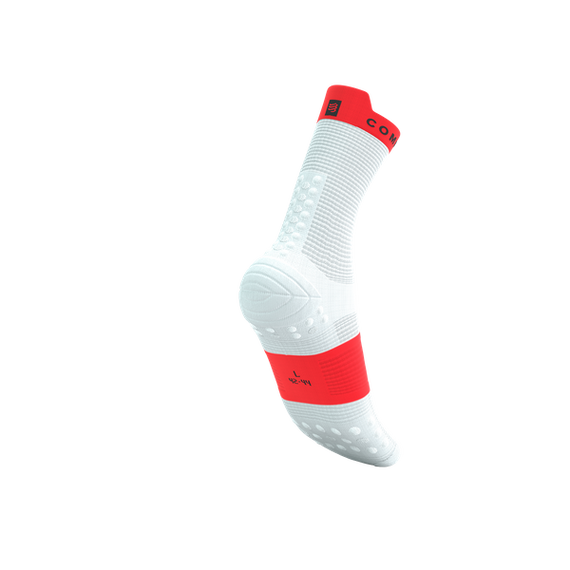 Skarpety COMPRESSPORT ProRacing Socks V4 Run High White/Fluo Red