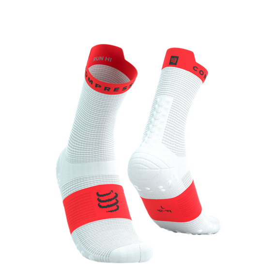 Skarpety COMPRESSPORT ProRacing Socks V4 Run High White/Fluo Red