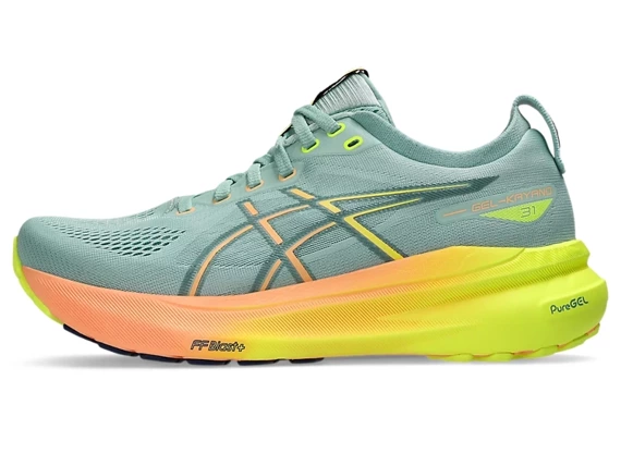 Buty do biegania damskie Asics KAYANO™ 31 PARIS Light Celadon/Safety Yellow