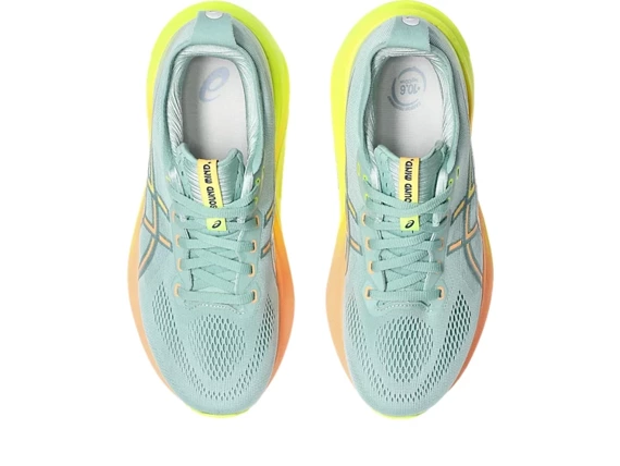 Buty do biegania damskie Asics KAYANO™ 31 PARIS Light Celadon/Safety Yellow